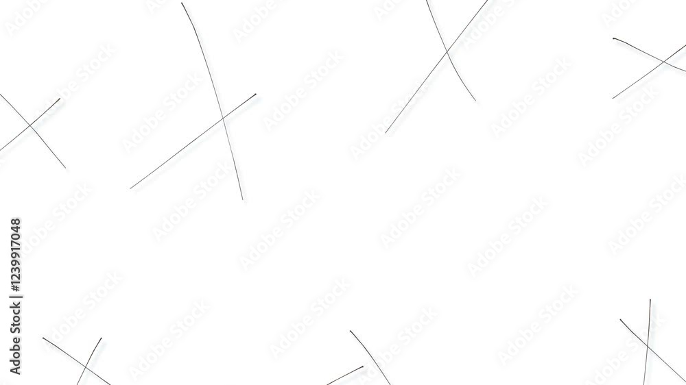 On a white background, lines sticking out at the edges flash by. They intersect, forming crosses. On a white background, lines sticking out at the edges flash by. They intersect, forming crosses.