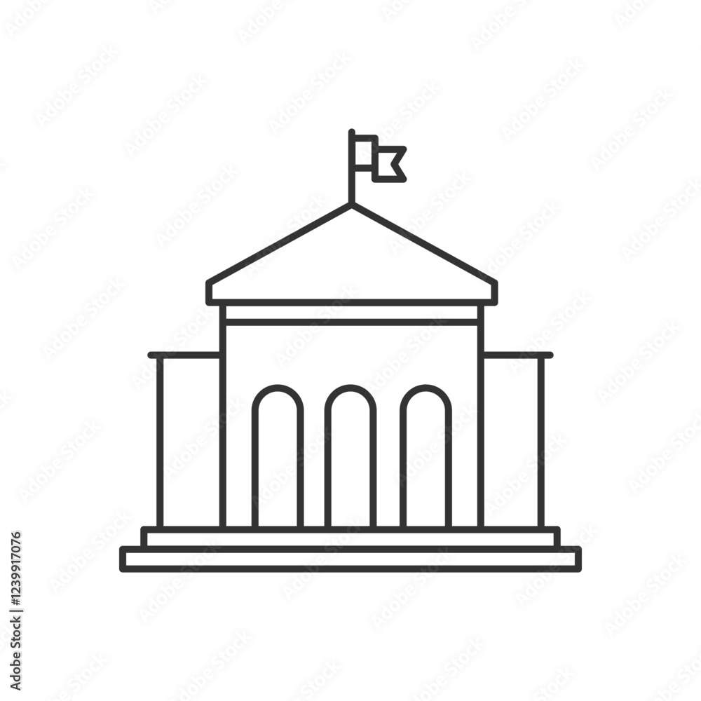 Fototapeta premium City hall building line icon, outline vector sign, linear style pictogram, vector illustration on white background.