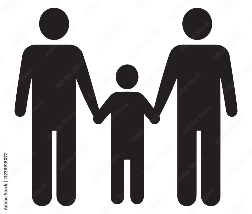 Family silhouette vector, Minimalist Black and White Family Portrait Design Family silhouette vector, Minimalist Black and White Family Portrait Design
