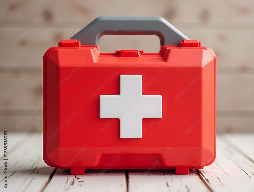 Fototapeta premium Red first aid kit symbolizes readiness for medical emergencies
