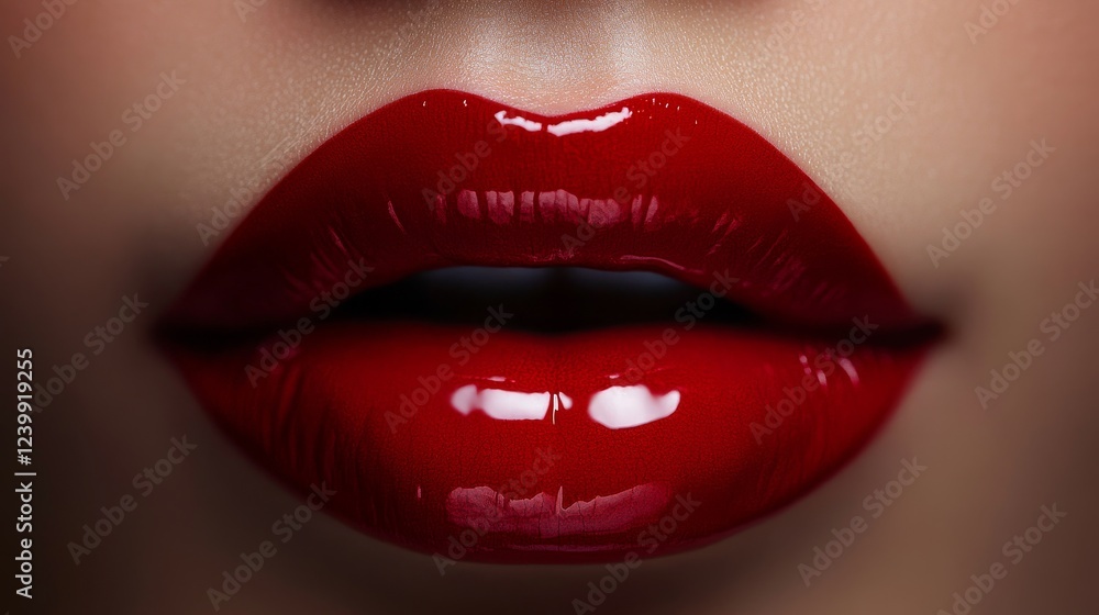 Obraz premium Glossy red lips close-up