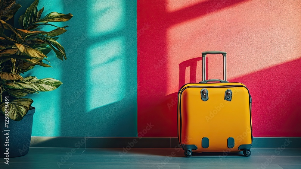 A packed suitcase set up and ready for travel against a colorful background. --ar 16:9 --style raw --stylize 250 --v 6.1 Job ID: d9834fb4-bc9b-4e8c-ad7b-3592e111d640 A packed suitcase set up and ready for travel against a colorful background. --ar 16:9 --style raw --stylize 250 --v 6.1 Job ID: d9834fb4-bc9b-4e8c-ad7b-3592e111d640