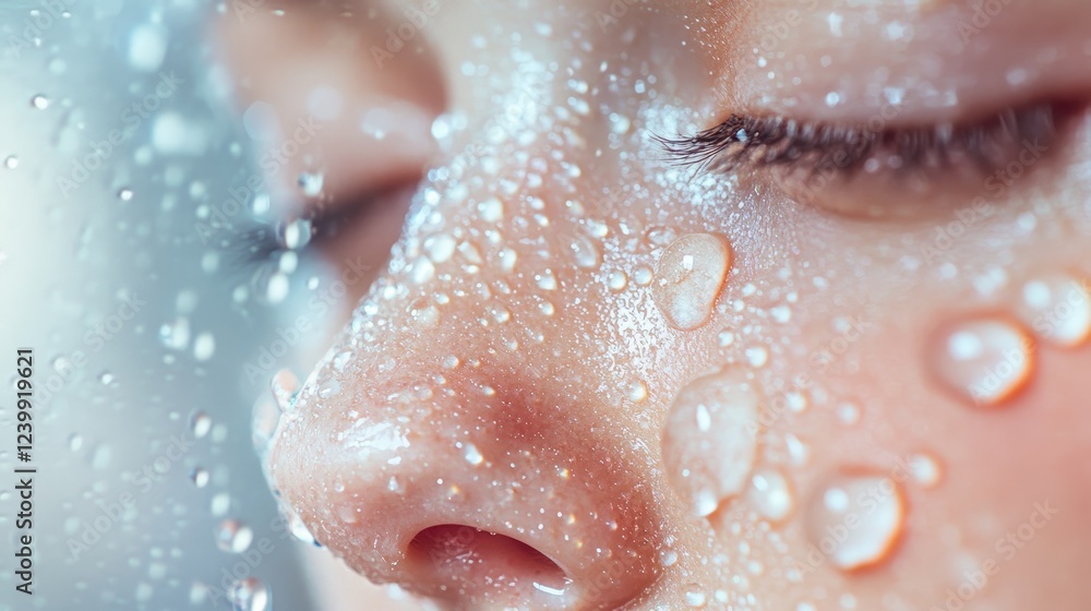 Fototapeta premium Dewy skin with water droplets