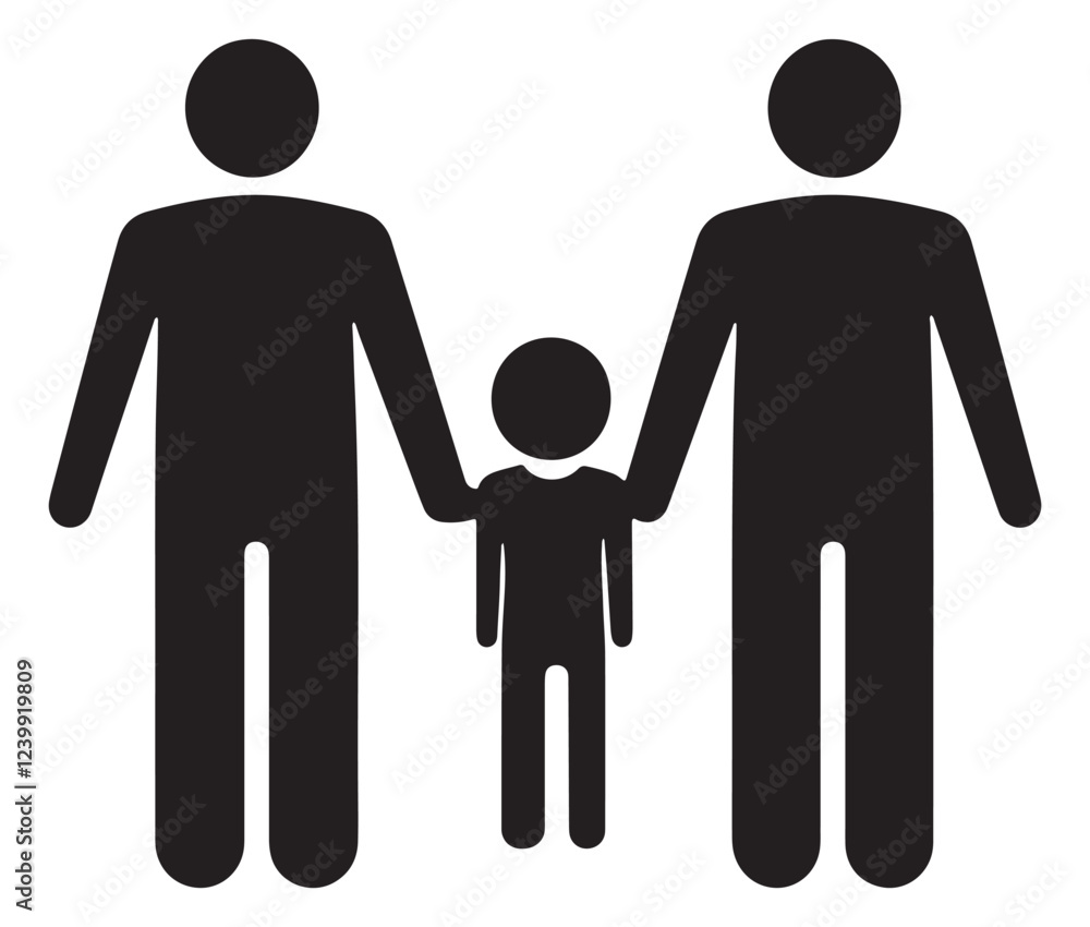Family silhouette vector, Minimalist Black and White Family Portrait Design Family silhouette vector, Minimalist Black and White Family Portrait Design