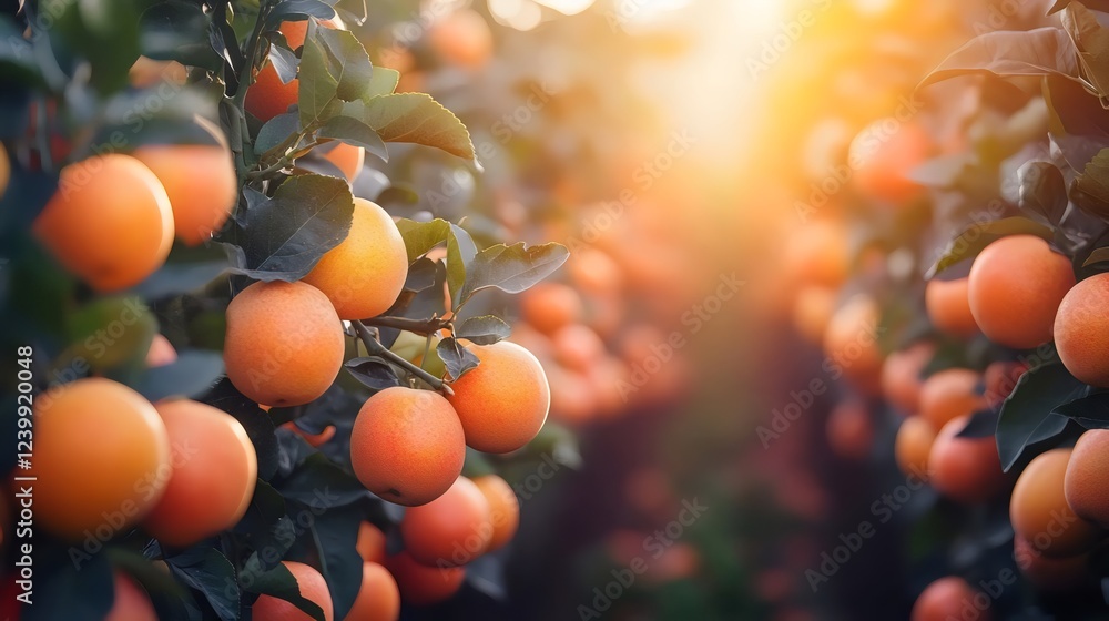 A bunch of oranges hanging from a tree A bunch of oranges hanging from a tree
