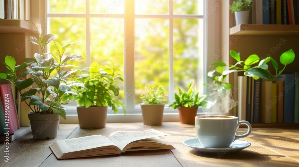 Cozy Reading Nook by a Sunlit Window Cozy Reading Nook by a Sunlit Window