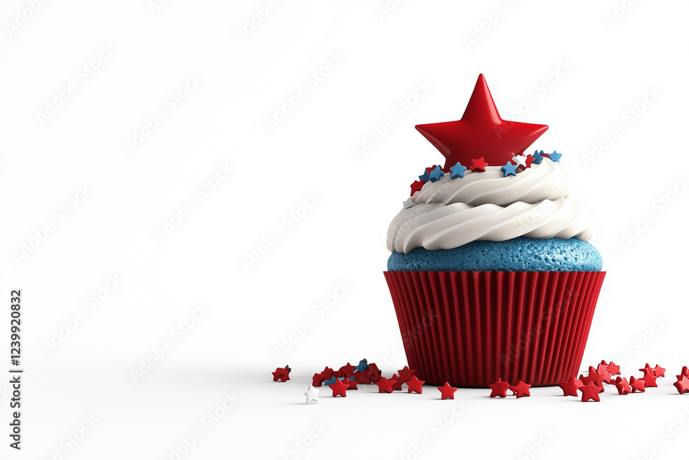 christmas cupcake on a white background 4th july