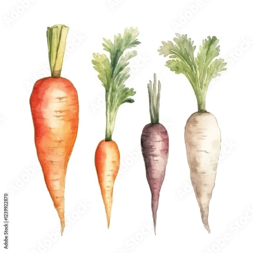 watercolors Carrot vegetable  illustration