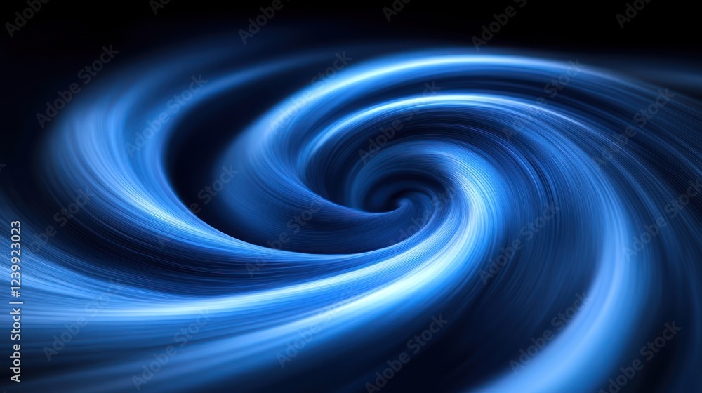 Fototapeta premium Blue swirling vortex, dark background, abstract art