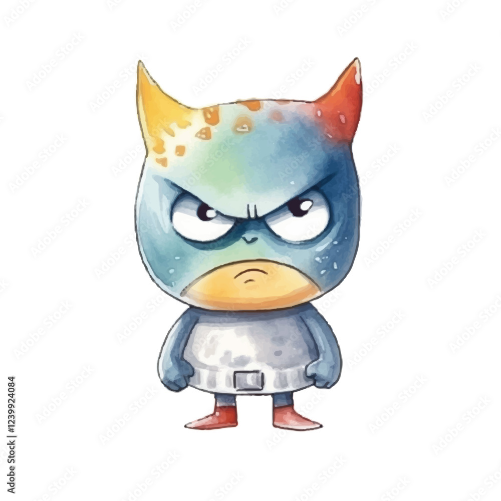 Fototapeta premium watercolors Cute alien angry illustration