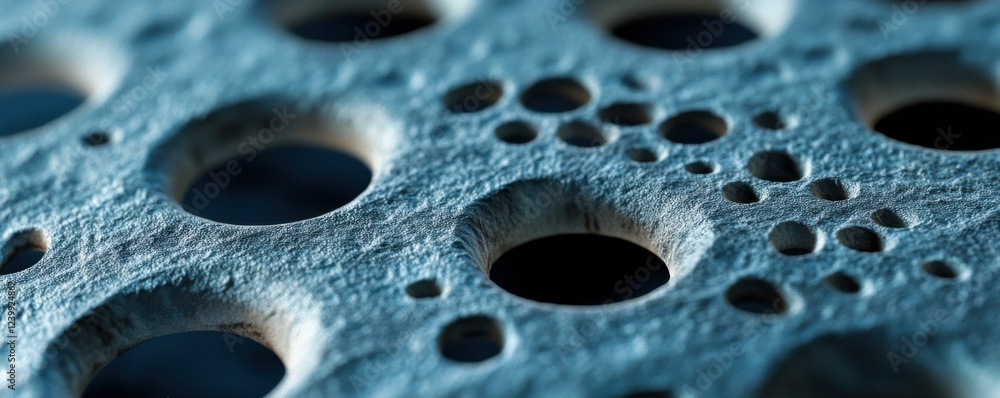 Abstract Blue Perforated Surface Texture: Macro Photography of a Unique Material Abstract Blue Perforated Surface Texture: Macro Photography of a Unique Material