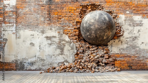 Sphere Crashing Through Brick Wall: A Study in Destruction and Resilience
