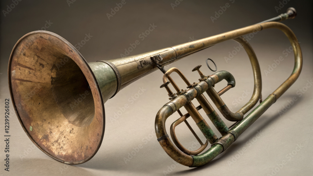 Obraz premium Antique brass instrument with unique design and patina
