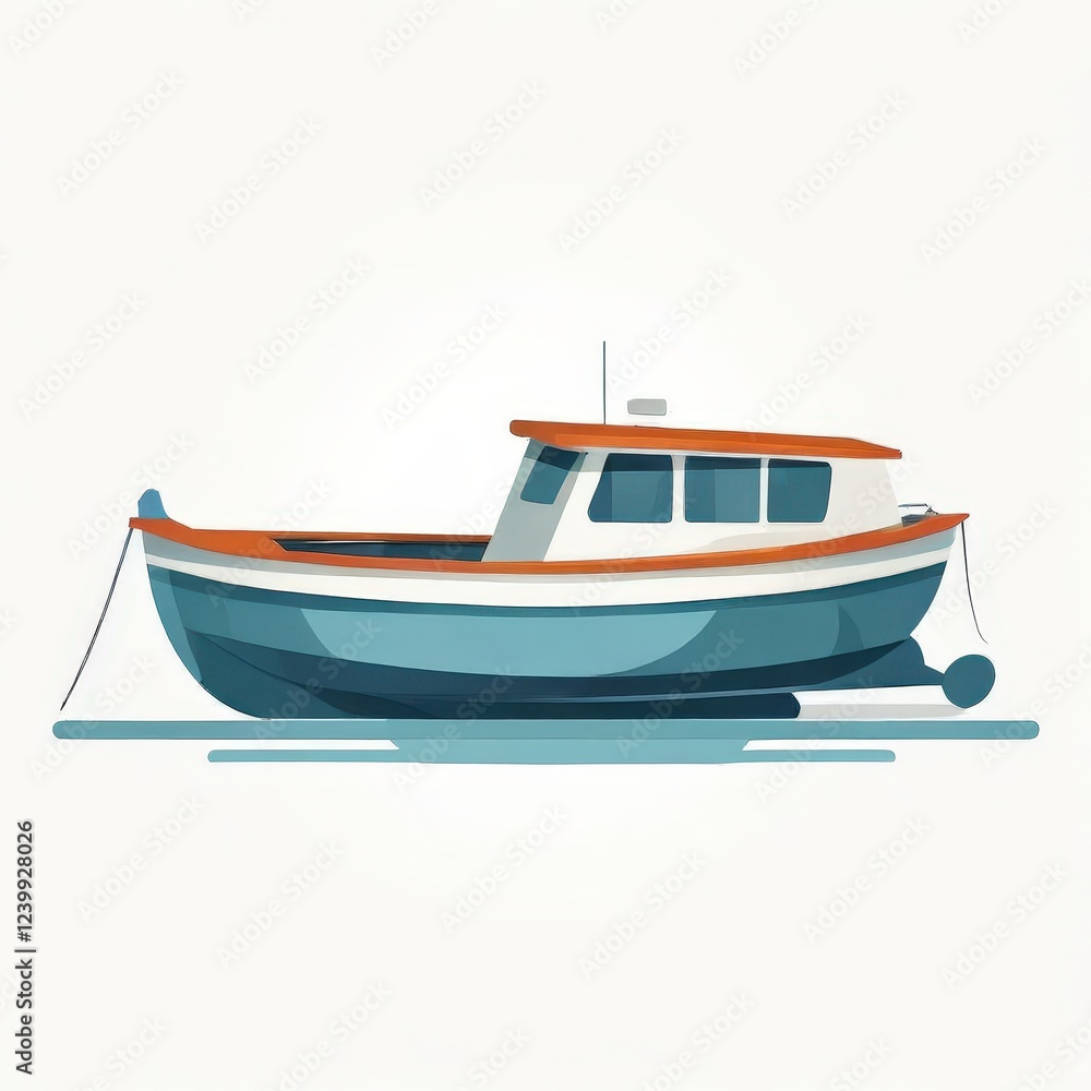 Naklejka premium the AI Image Generator, Stylized Illustration of a Motorboat