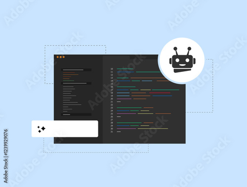 AI coding assistant tools powering generative AI for mobile app development. Smart AI-powered coding solutions enhancing programming, automation and software creation with advanced machine learning