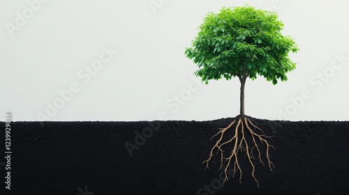 tree with roots and copy space