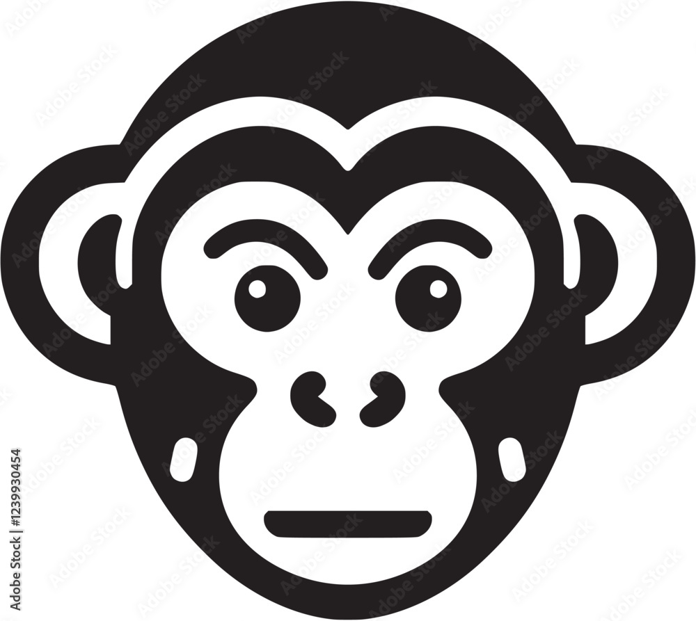This flat vector monkey icon is playful and bold, perfect for spicing up any event. Its minimalist black and white design grabs attention effortlessly. This flat vector monkey icon is playful and bold, perfect for spicing up any event. Its minimalist black and white design grabs attention effortlessly.