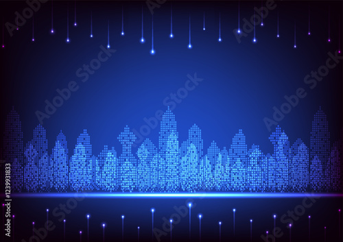 Digital  technology city scape background. City town company concept. Design for office, city, town, company communication, connection, telecoms, digital, internet, online, network.