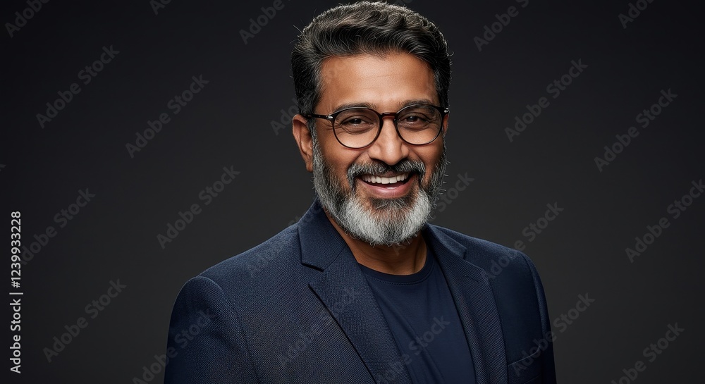Obraz premium Portrait of a handsome older businessman on dark background