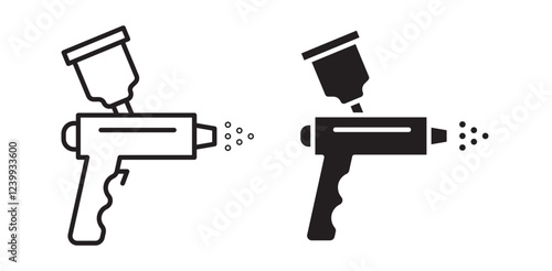 Spray gun icon pack in flat and thin liner vectors graphic for ui designs