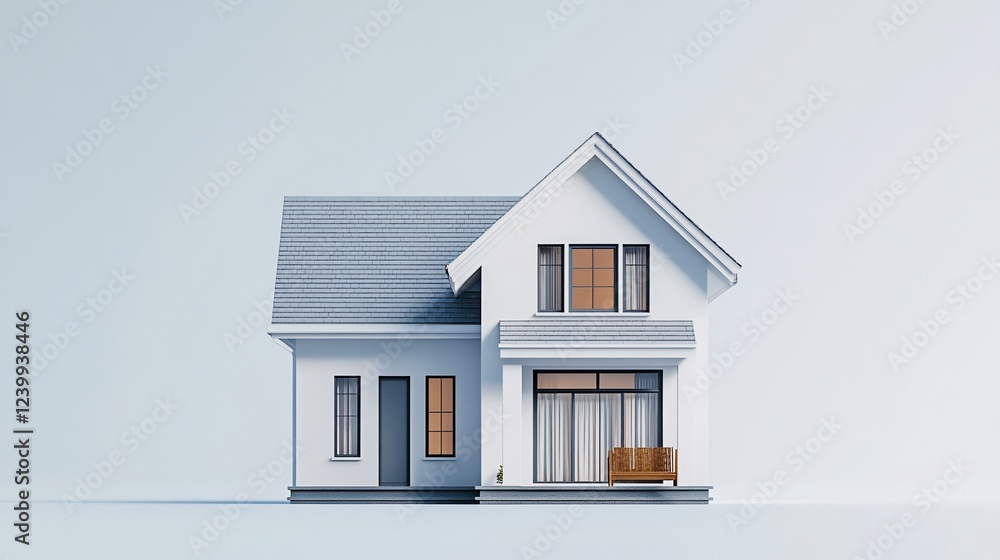 Minimalist architectural rendering of a modern two story house with clean lines Minimalist architectural rendering of a modern two story house with clean lines