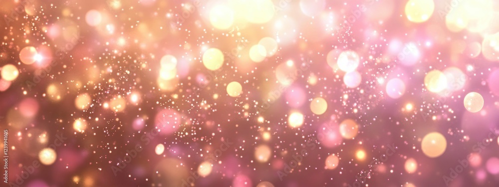 Obraz premium Pink Gold Bokeh Lights Abstract Background Soft Blur Glitter Celebration Decoration