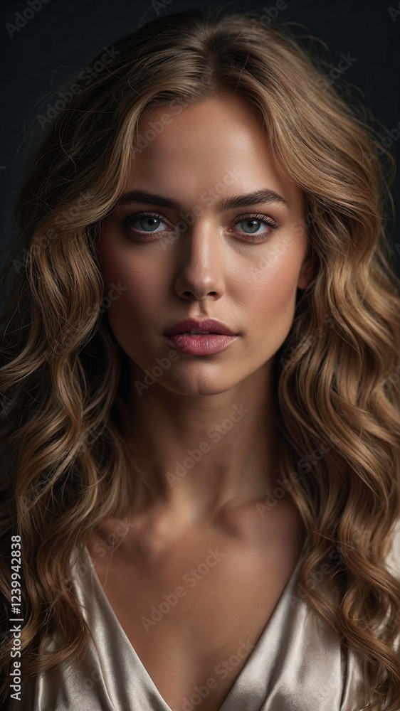 Close-Up Portrait of an Elegant Woman with Realistic Skin Texture Close-Up Portrait of an Elegant Woman with Realistic Skin Texture