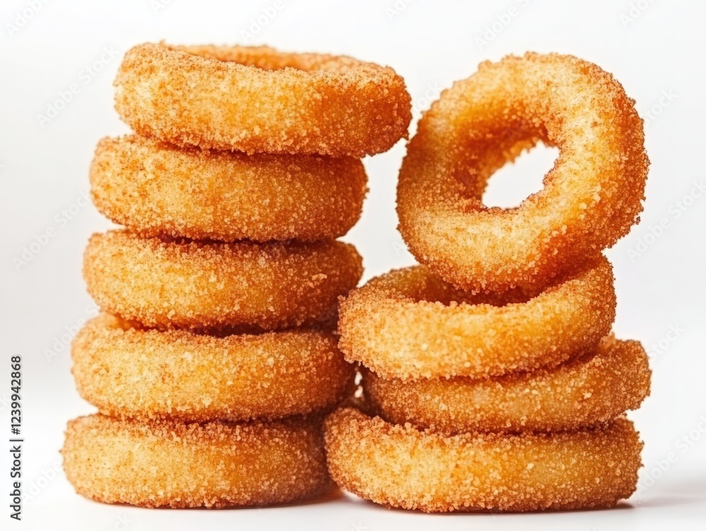 Delicious Golden-Brown Onion Rings Stacked High. Delicious Golden-Brown Onion Rings Stacked High.