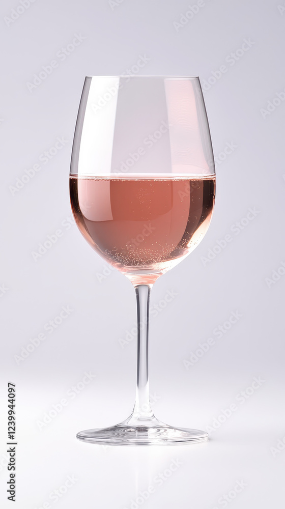 delicate glass of rose wine with soft reflections and bubbles delicate glass of rose wine with soft reflections and bubbles