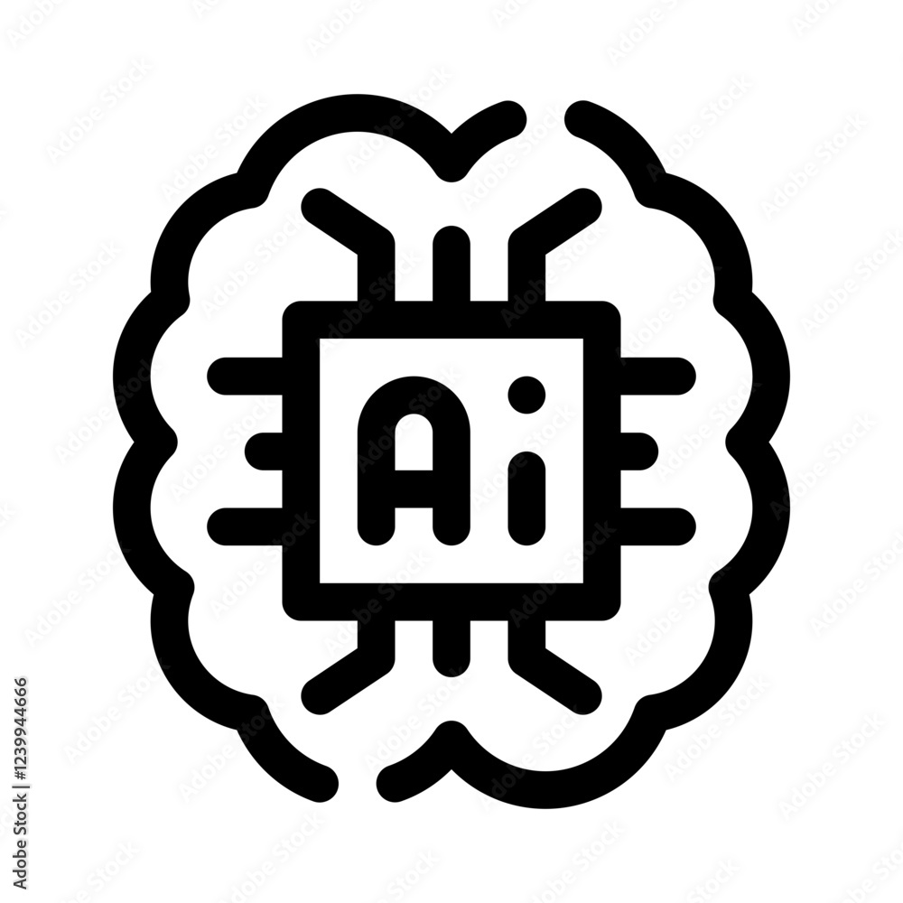 AI Brain line icon