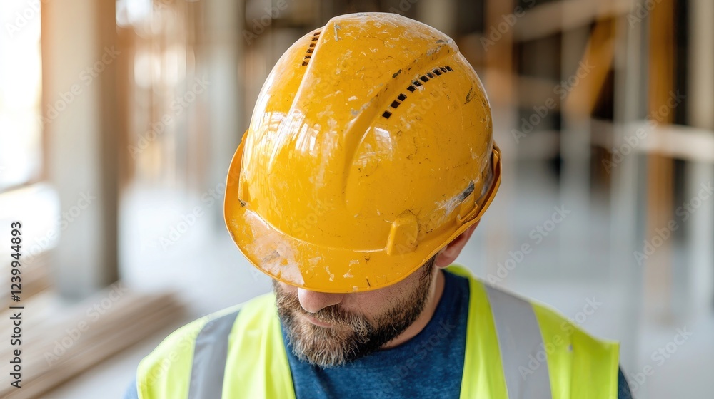Construction worker's helmet, site, building Construction worker's helmet, site, building