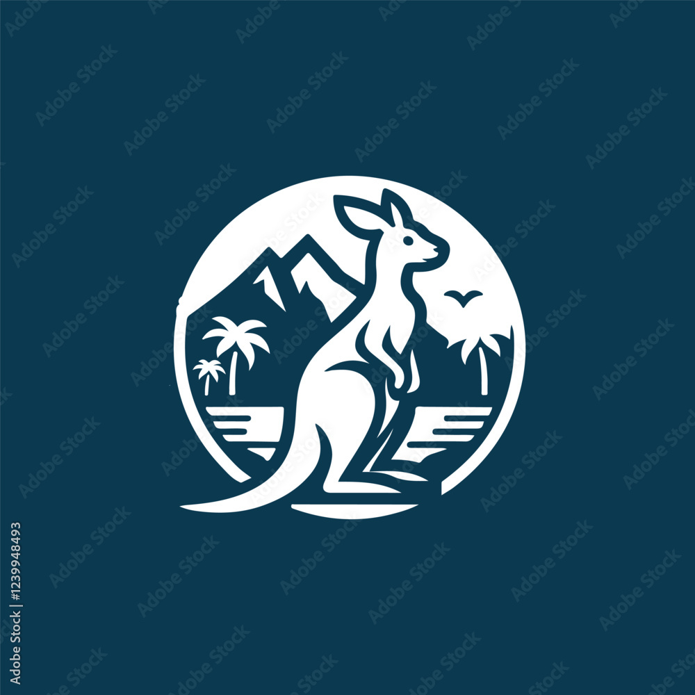Fototapeta premium Kangaroo Tourism Travel Logo