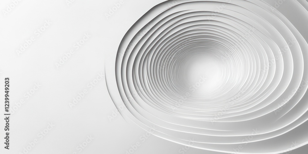 Obraz premium Tranquil White Concentric Circles Background Minimalist Art Wallpaper with Copy Space