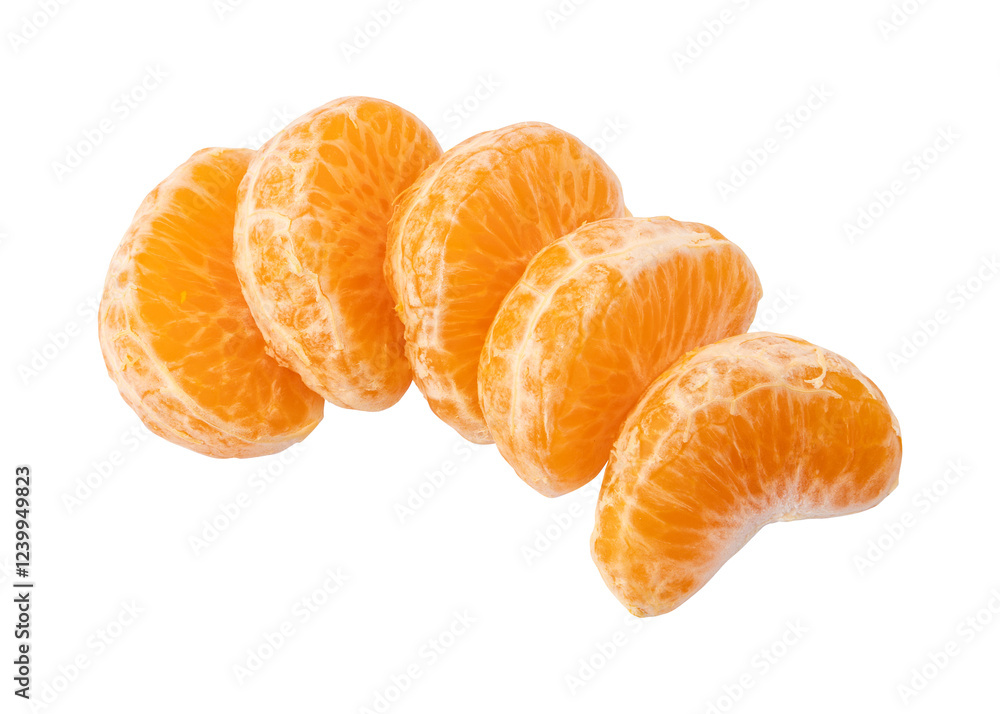 Fresh and juicy peeled tangerine isolated on transparent background Fresh and juicy peeled tangerine isolated on transparent background