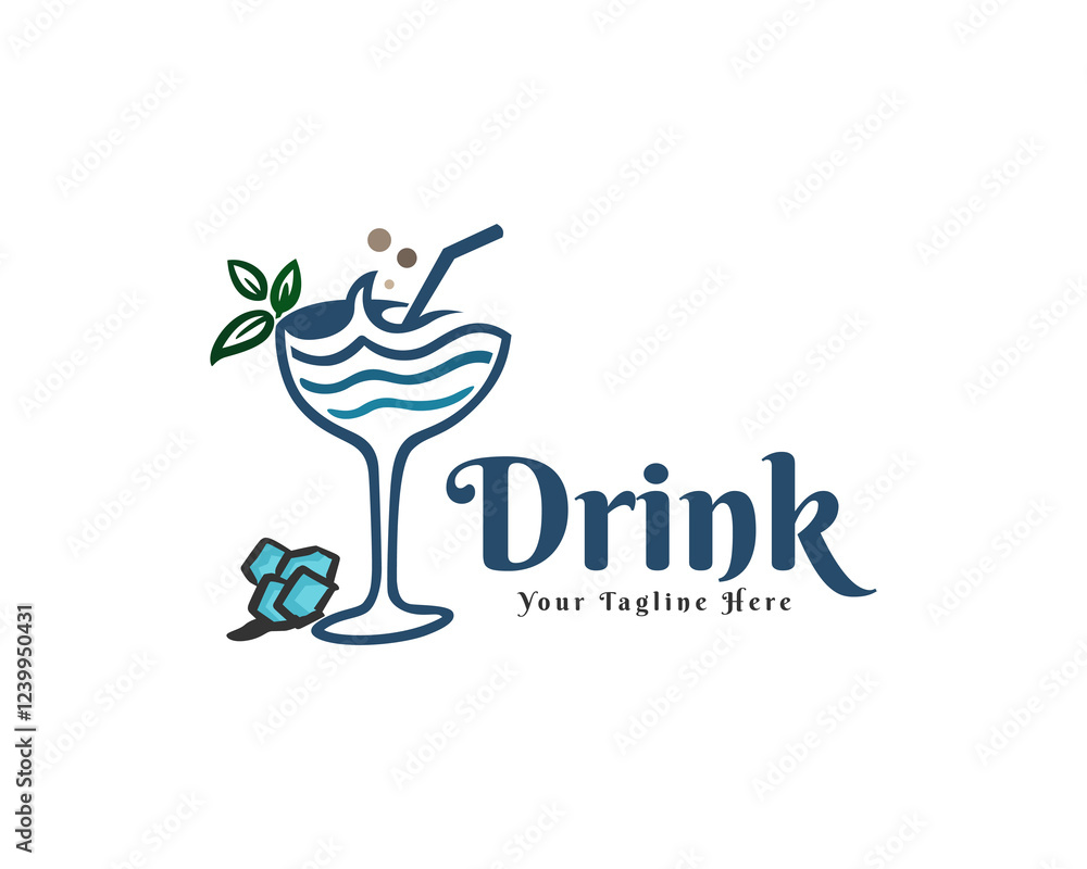 Naklejka premium Ice drink art trendy party logo design template illustration inspiration