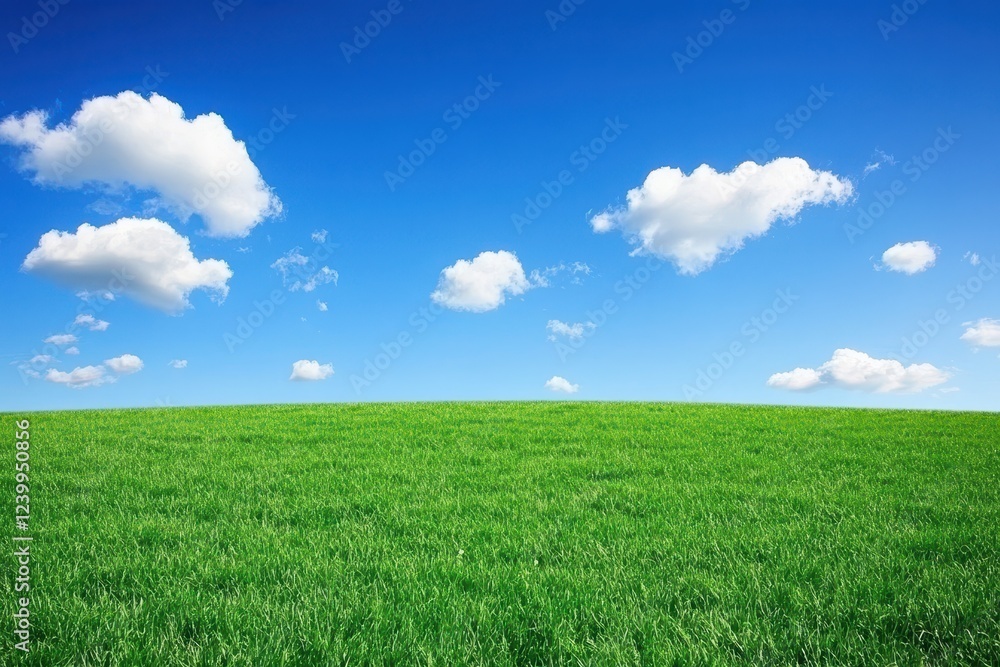 Bright Blue Sky with Soft Clouds Over Rolling Hills Bright Blue Sky with Soft Clouds Over Rolling Hills