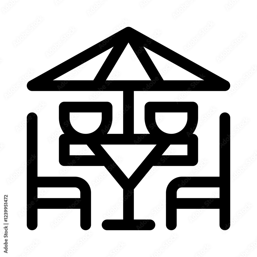 Cafe Table and Chairs line icon