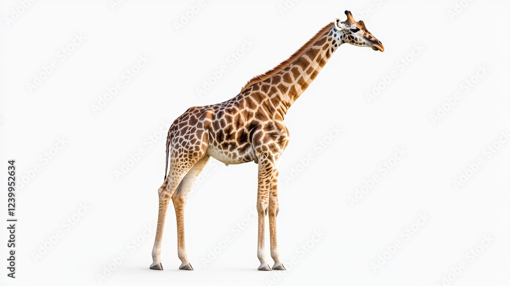 Naklejka premium Giraffe standing on a white background isolated wallpaper background photo wild life concept day.