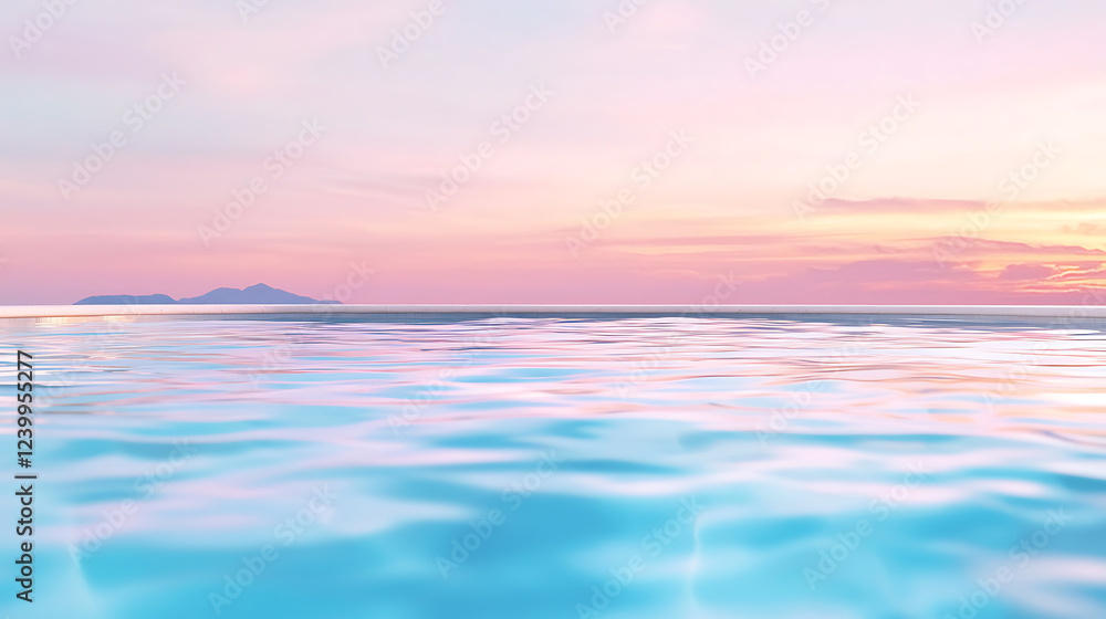Obraz premium serene lagoon with pastel skies and clear turquoise water reflects tranquility