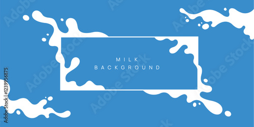 Milk background of Modern poster, dynamic splashes and drops. Vector illustration in a flat style of minimalism	