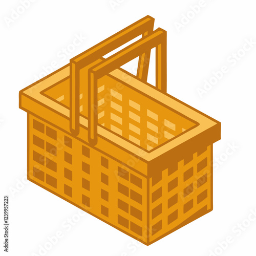 Art picnic basket icon isometric vector Hamper bag  vector illustration (3)