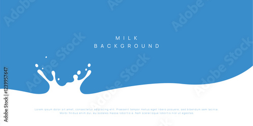 Milk background of Modern poster, dynamic splashes and drops. Vector illustration in a flat style of minimalism	