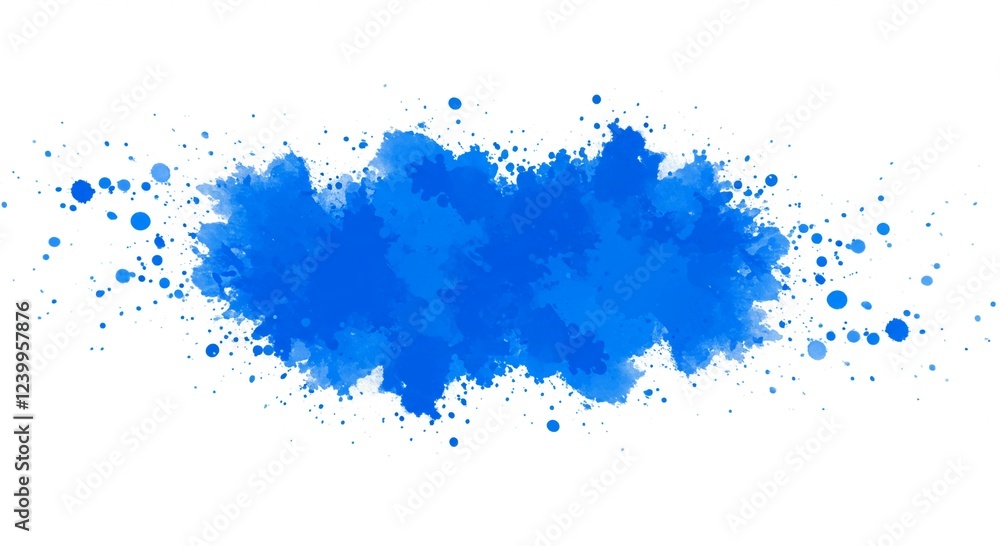 Fototapeta premium Abstract Blue Watercolor Splashes and Blots High Resolution Digital Painting Background Texture