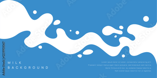 Milk background of Modern poster, dynamic splashes and drops. Vector illustration in a flat style of minimalism	
