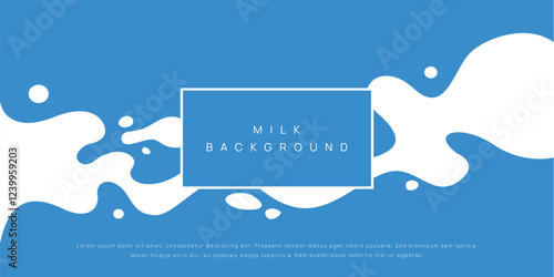 Milk background of Modern poster, dynamic splashes and drops. Vector illustration in a flat style of minimalism	