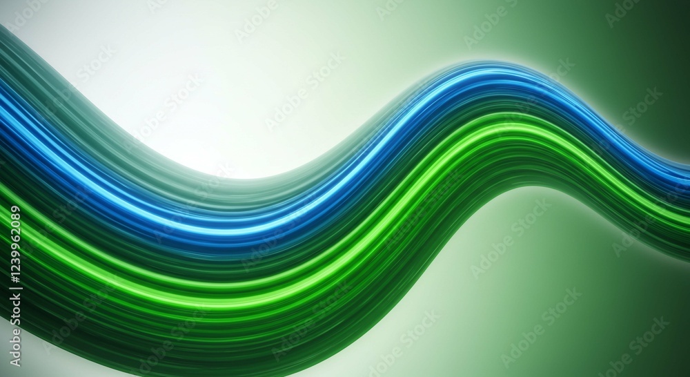 Obraz premium Abstract Green and Blue Swirling Wave Lines Dynamic Energy Background Design