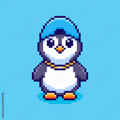 Pixel art Penguin Rap game asset design