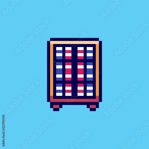 Pixel art Wooden Bookshelf Icon game asset design