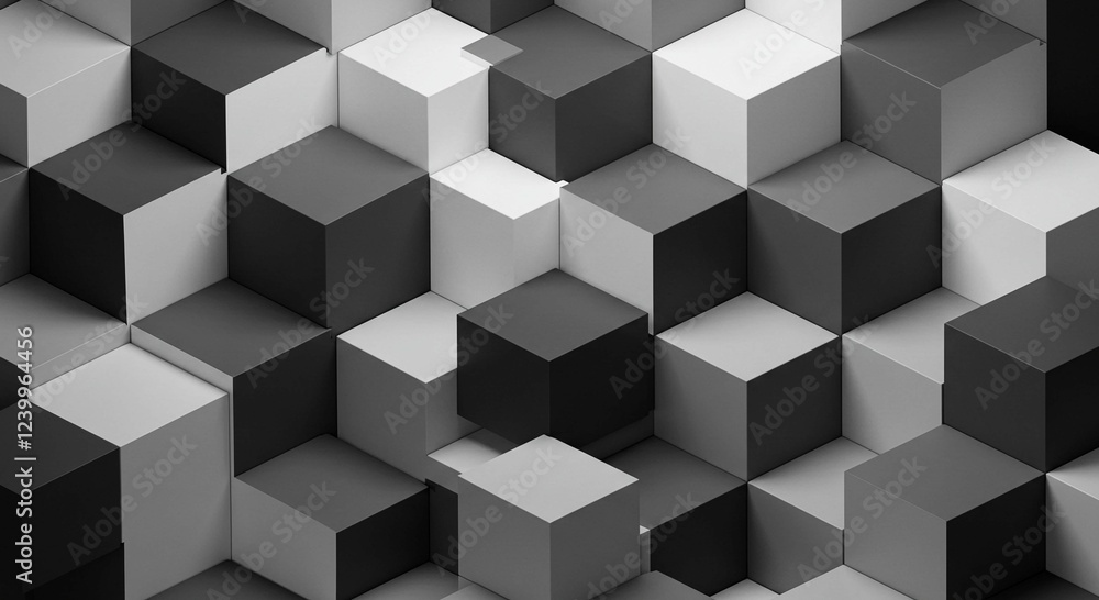 Abstract grayscale cube pattern geometric 3D background modern design seamless texture Abstract grayscale cube pattern geometric 3D background modern design seamless texture