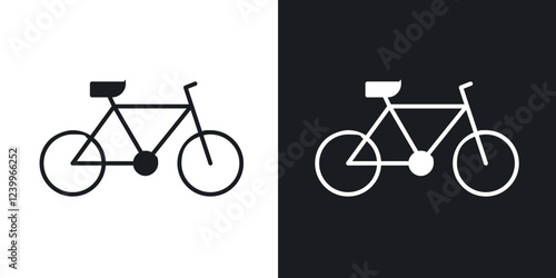 Bicycle thin line and fill vector icons set